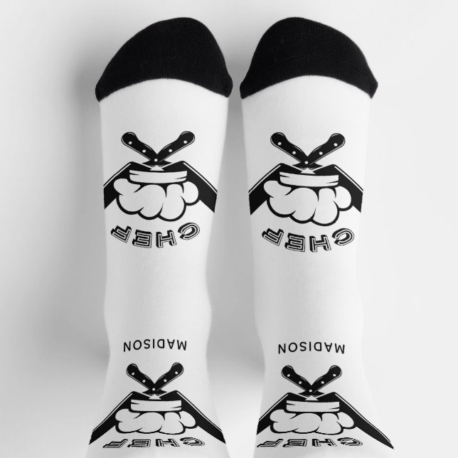 Chaussette Nom personnalisé Logo du chef (Haut)