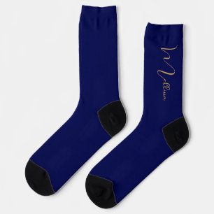 Chaussette Nom personnalisé minimaliste bleu 