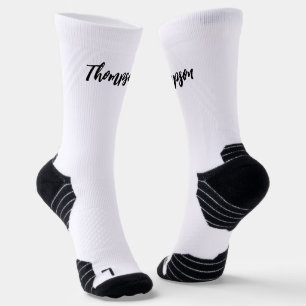 Chaussette Nom personnalisé nouveauté script moderne noir et