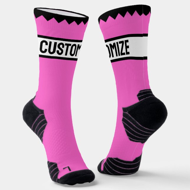Chaussette Nom personnalisé ou texte rose pâle personnalisabl (Angulaire)