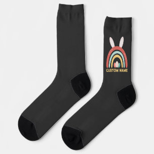 Chaussette Nom Personnalisé Rainbow Oeuf Bunny Oreille Mignon