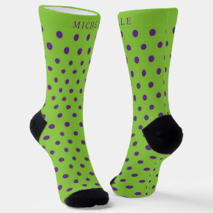 Chaussette Nom personnalisé Sage Green Purple Blue Crew Chaus