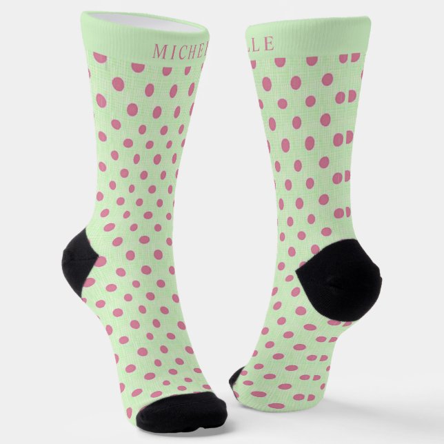 Chaussette Nom personnalisé Sage Green Rose Crew Chaussettes (Angulaire)