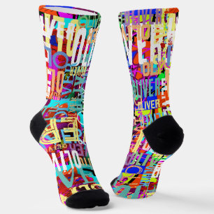 Chaussette Noms colorés Typographie Motif d'art répliquée