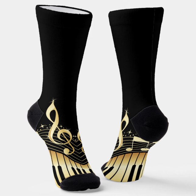Chaussette Notes Gold & Black Music (Angulaire)
