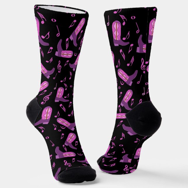 Chaussette Notes musicales des Boots de Cowboy (Angulaire)