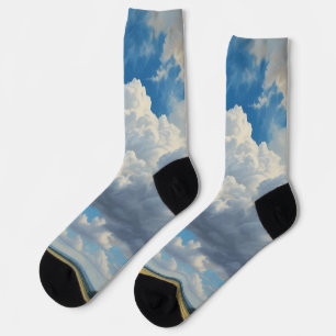 Chaussette Nuages blancs et ciel bleu clair