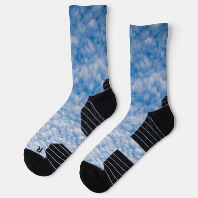 Chaussette Nuages de bulles dans le ciel bleu Nature Photo Ma (Gauche)