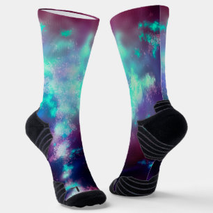 Chaussette Nuit Sky Neon Lights Athlew Crew Sock