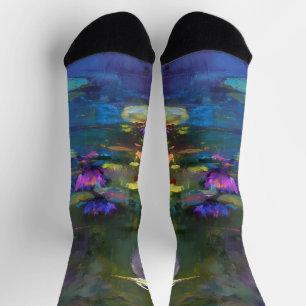 Chaussette Nymphéa d'étang enchanté aquarelle nature