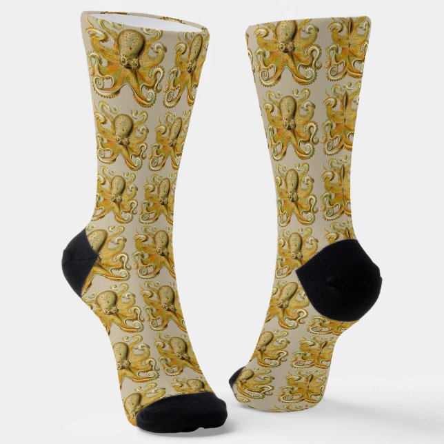 Chaussette Octopus illustration antique monstre marin (Angulaire)