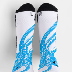 Chaussette OCTOPUS TRIBAL POLYNÉSIEN HAWAII ÎLES LtBlue