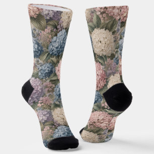Chaussette Œuvre d'art de grappe d'hortensia vintage doux