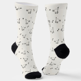 Chaussette Off-white Cat Line Art Pattern Socks
