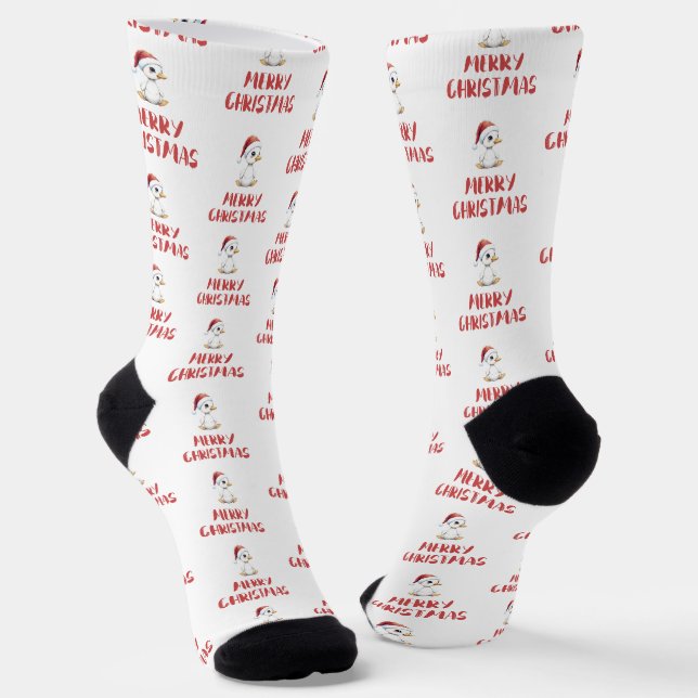 Chaussette Oie de Noël à l'aquarelle festive (Angulaire)