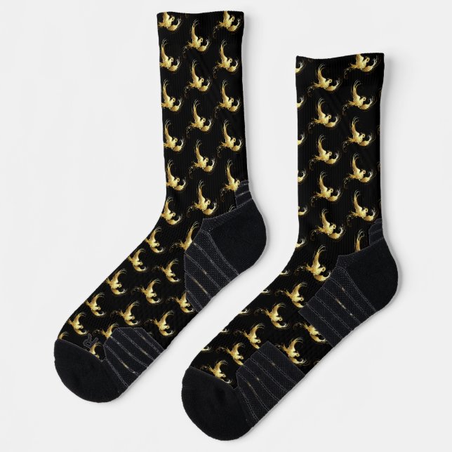 Chaussette Oiseau d'or sur Arrière - plan noir (Gauche)