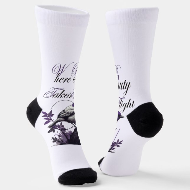 Chaussette Oiseau et Plante pourpre | L'Art Tranquille (Angulaire)