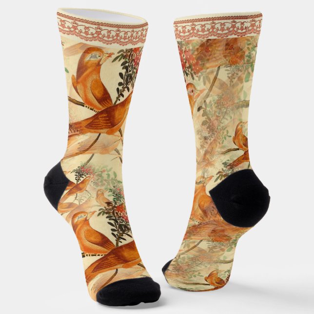 Chaussette Oiseaux avec Faux Lace Trim (Angulaire)
