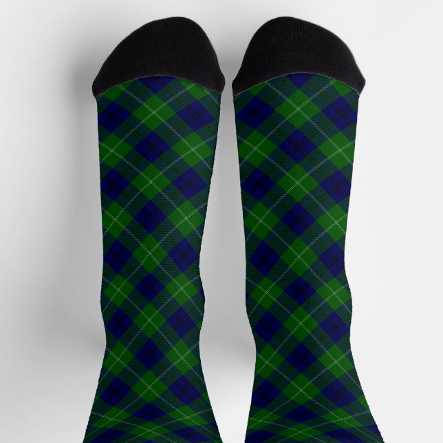 Chaussette Oliphant tartan bleu vert plaid (Haut)