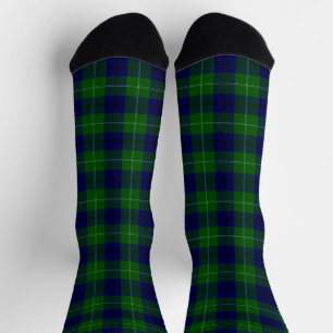 Chaussette Oliphant tartan bleu vert plaid