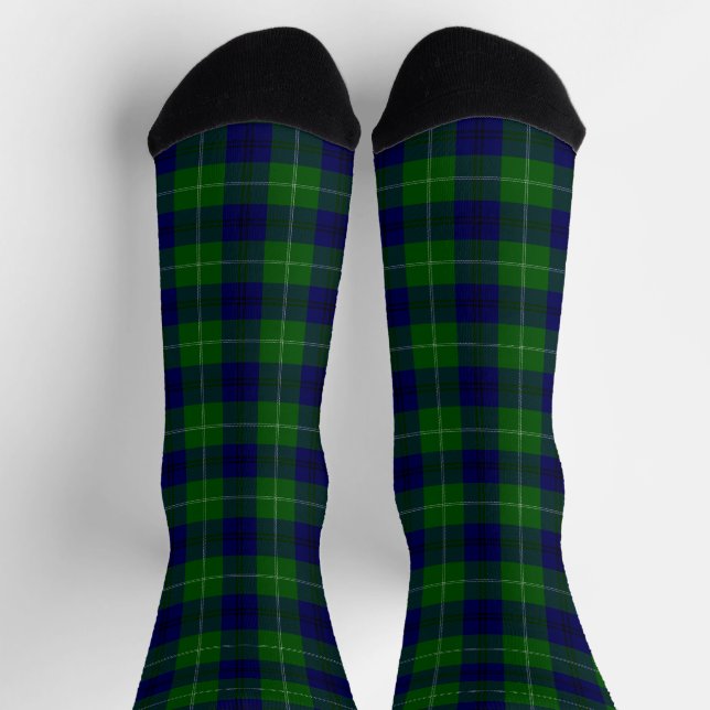 Chaussette Oliphant tartan bleu vert plaid (Haut)