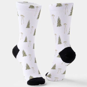 Chaussette Olive vert de Noël Arbres et vaches