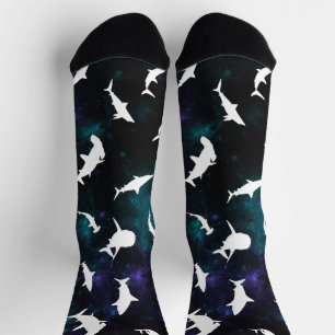 Chaussette Ombre blanche de requin sur la galaxie noire Espac