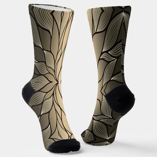 Chaussette Or créatif antique motif de feuilles  (Angulaire)