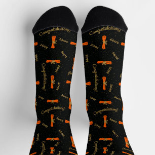 Chaussette Orange Félicitations Diplôme Année