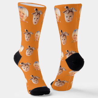 Chaussette Orange Funky Custom 2 Face Photo Papa