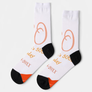 Chaussette Orange rouge 50 ans anniversaire ajouter nom date