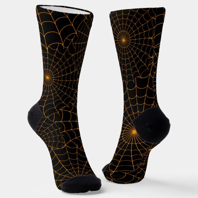 Chaussette Orange Spiderwebs Halloween (Angulaire)