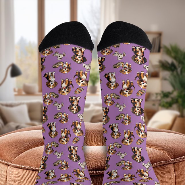Chaussette Orchid de chiots beagles (Beagle Playful Puppies Orchid Socks)