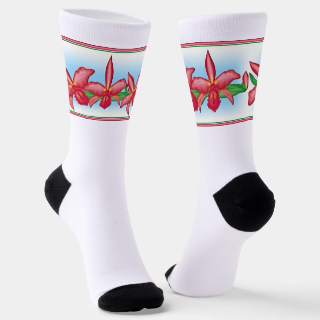 Chaussette Orchidée rouge (Angulaire)