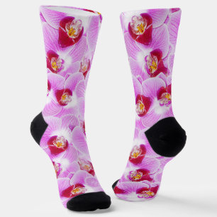 Chaussette Orchidée violette photo florale Motif aléatoire