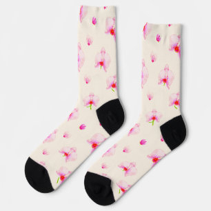 Chaussette Orchidées rose pastel