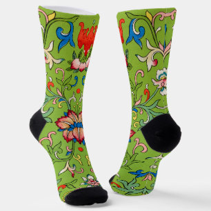 Chaussette Ornement floral vert vintage Owen Jones chinois