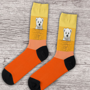 Chaussette Ours regardant par-dessus le mur, Shades jaune ora