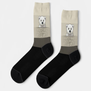 Chaussette Ours regardant sur le mur, Crème douce avec Raisin