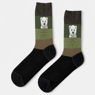 Chaussette Ours regardant sur le mur, Forêt profonde