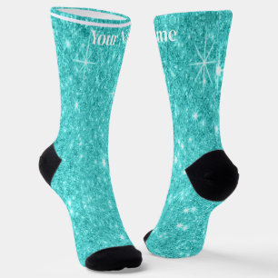 Chaussette Pailleté bleu vert   Nom personnalisé