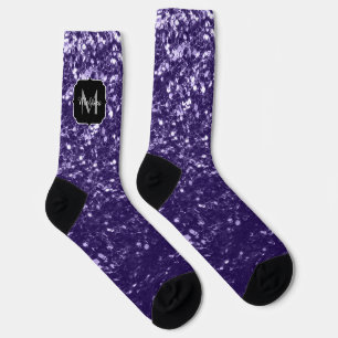 Chaussette Paillettes de violet ultra foncé en monogramme