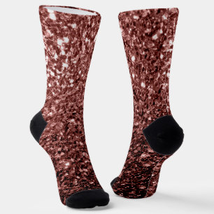 Chaussette Paillettes fausses Rouge Brun