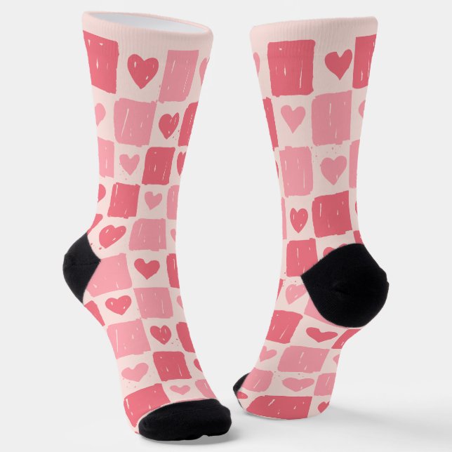 Chaussette Painted Hearts Love Pattern Crew Socks (Angulaire)