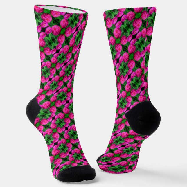 Chaussette Paire de fleurs rose Zinnia Gros plan Motif Abstra (Angulaire)
