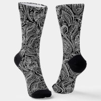 Paisley floral blanc et noir motif