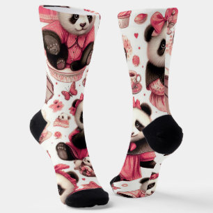 Chaussette Panda bébé vintage mignonne sans joint