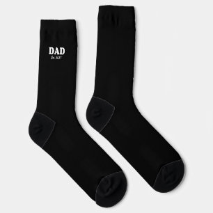 Chaussette Papa Custom Est date moderne typographie noir