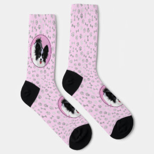 Chaussette Papillon (blanc et noir) Peinture - Chien Art