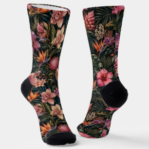 Chaussette Paradis floral exotique de luxe riche